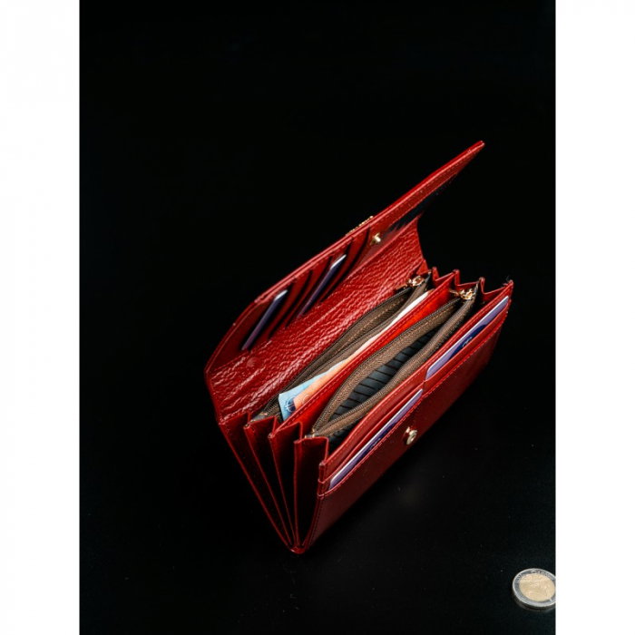 Portofel de lux pentru dama din piele naturala PORTG012, Rosu [7]