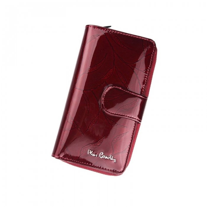 Portofel de lux pt. dama din piele naturala cu frunze Pierre Cardin PORT528 Bordo [1]