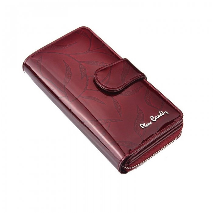 Portofel de lux pt. dama din piele naturala cu frunze Pierre Cardin PORT528 Bordo [3]