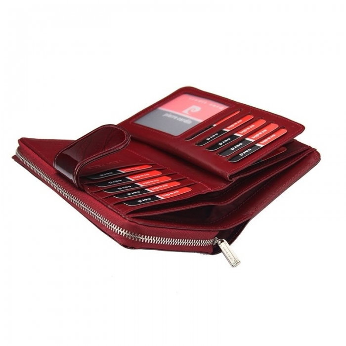 Portofel de lux pt. dama din piele naturala cu frunze Pierre Cardin PORT528 Bordo [6]