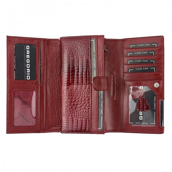 Portofel de lux pt. dama din piele naturala Gregorio PORT522 Rosu [6]