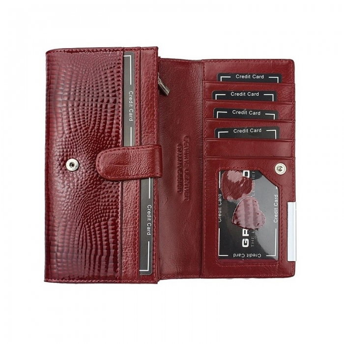 Portofel de lux pt. dama din piele naturala Gregorio PORT522 Rosu [3]