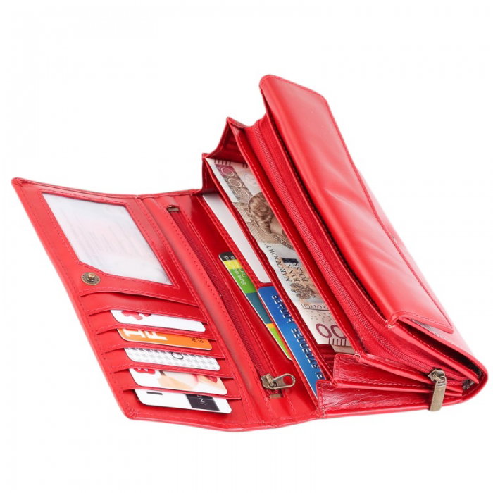 Portofel de lux pt. dama din piele naturala Lorenti PORT508 Rosu [4]