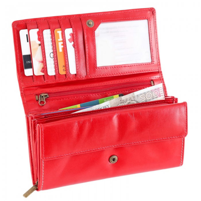Portofel de lux pt. dama din piele naturala Lorenti PORT508 Rosu [8]