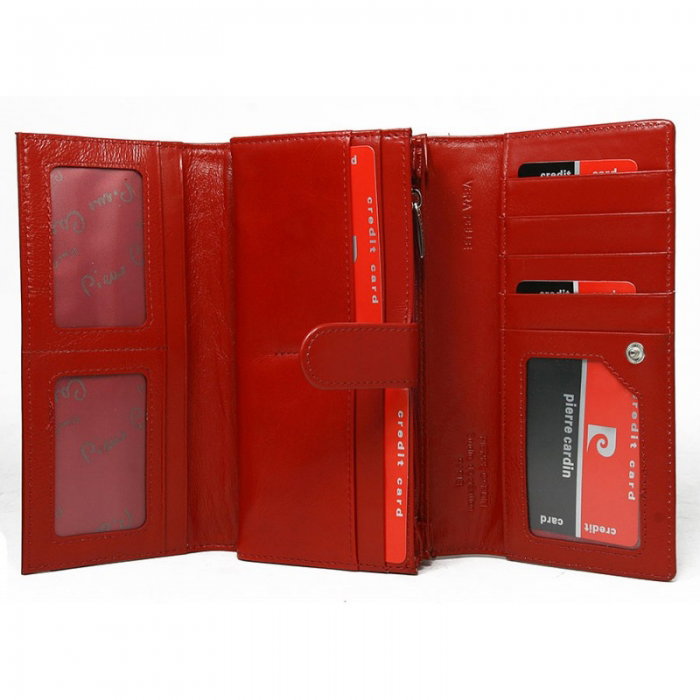Portofel de lux pt. dama din piele naturala Pierre Cardin PORT600 Rosu [2]