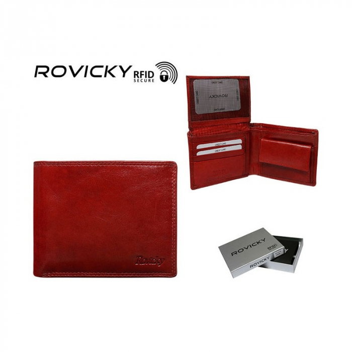 Portofel de Lux Rosu piele naturala Rovicky PORTG036 UNISEX [6]