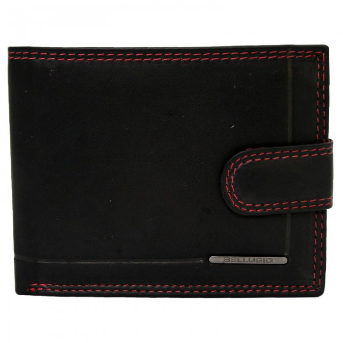 Portofel din piele naturala pentru barbati Bellugio PORM557 Negru cu Rosu [1]