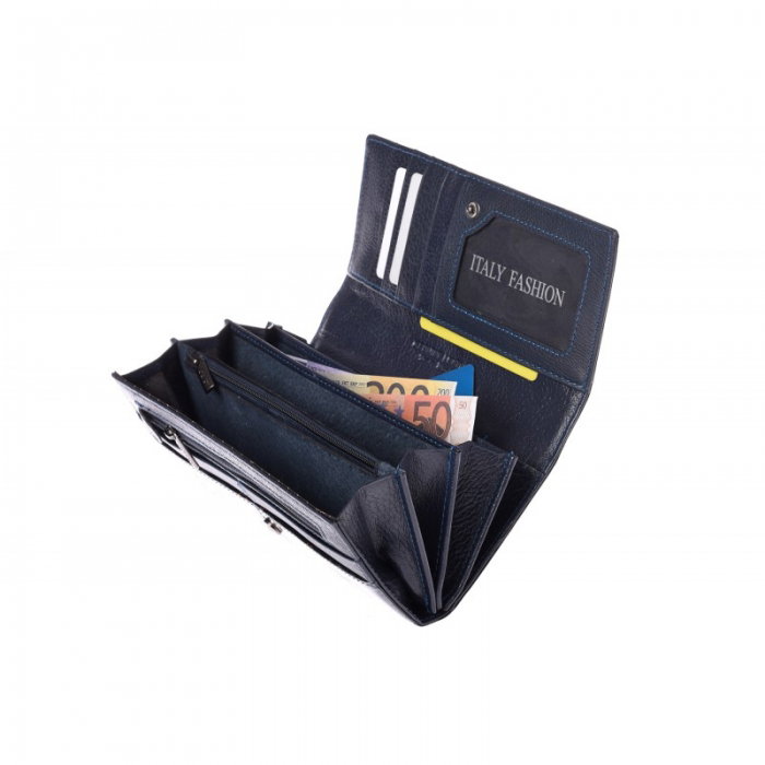 Portofel lux dama din piele naturala lacuita, maron, cu flori de cires Lorenti PORT622  [5]