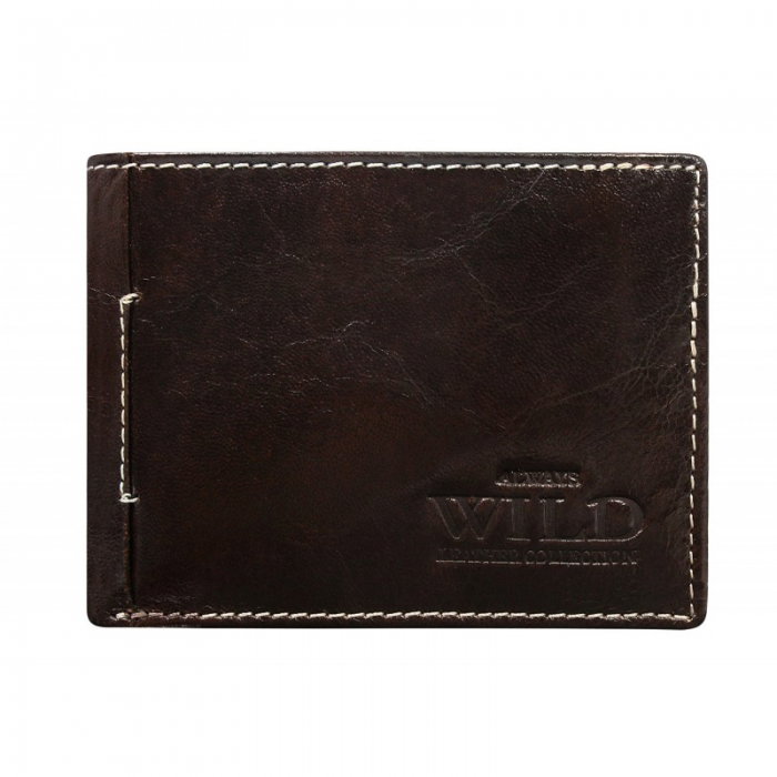 Portofel minimalist barbati din piele naturala Wild PORM592 Maron [1]