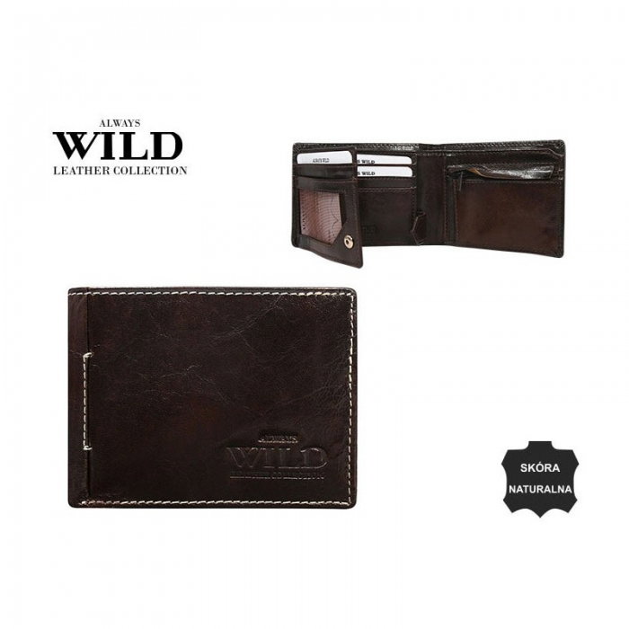 Portofel minimalist barbati din piele naturala Wild PORM592 Maron [3]