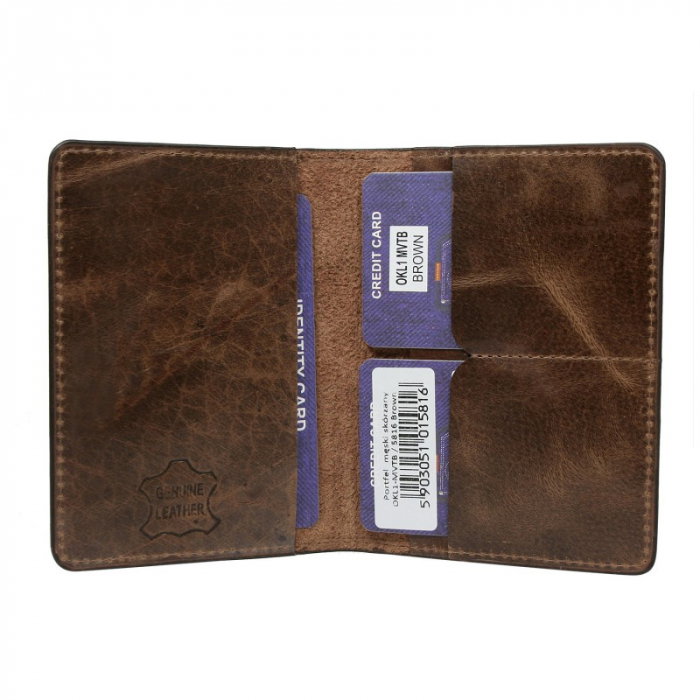 Portofel minimalist barbati, PORMG009, piele naturala, maron, cu RFID [2]