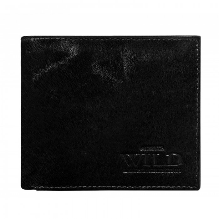 Portofel minimalist / copii, din piele naturala cu portcard detasabil Wild PORM201 Negru [4]