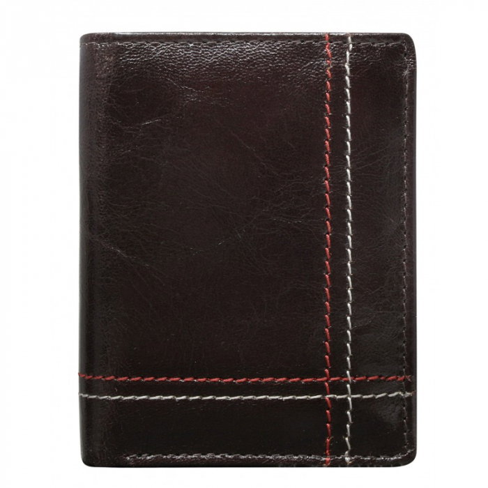 Portofel vertical, Wild, PORMG050, Maro, minimalist, din piele naturala [1]