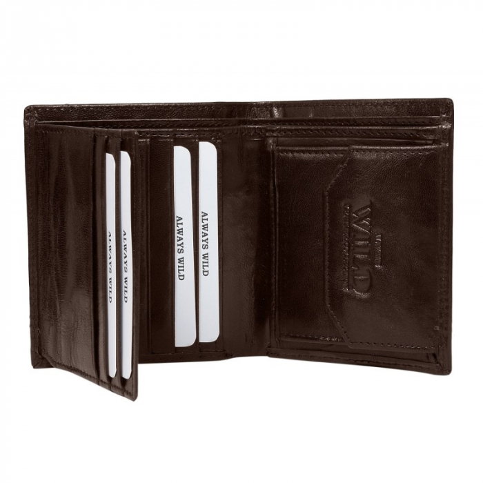 Portofel vertical, Wild, PORMG050, Maro, minimalist, din piele naturala [2]