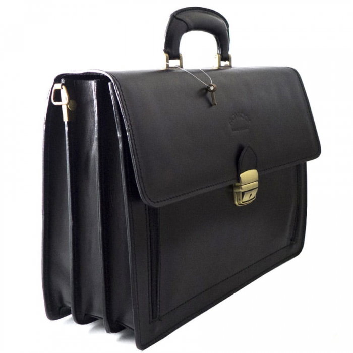 Servieta din piele naturala Neagra, incapatoare- GEA402 [2]