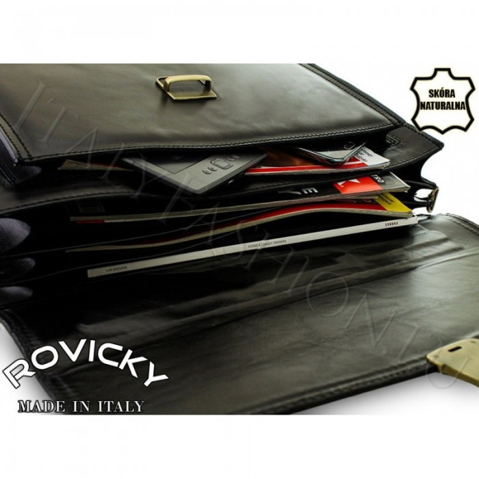Servieta din piele naturala incapatoare marca Rovicky, Made in Italy - GEA403 [7]