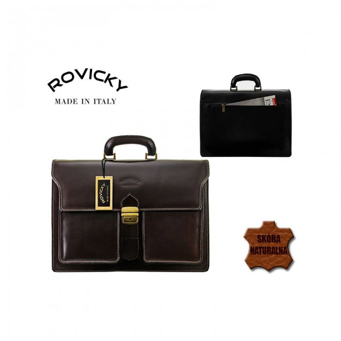 Servieta din piele naturala incapatoare marca Rovicky, Made in Italy - GEA406 [2]