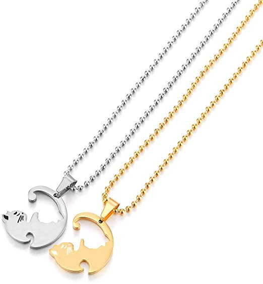 Set 2 coliere cu 2 lanturi army cu pisicute Ying si Yang [5]