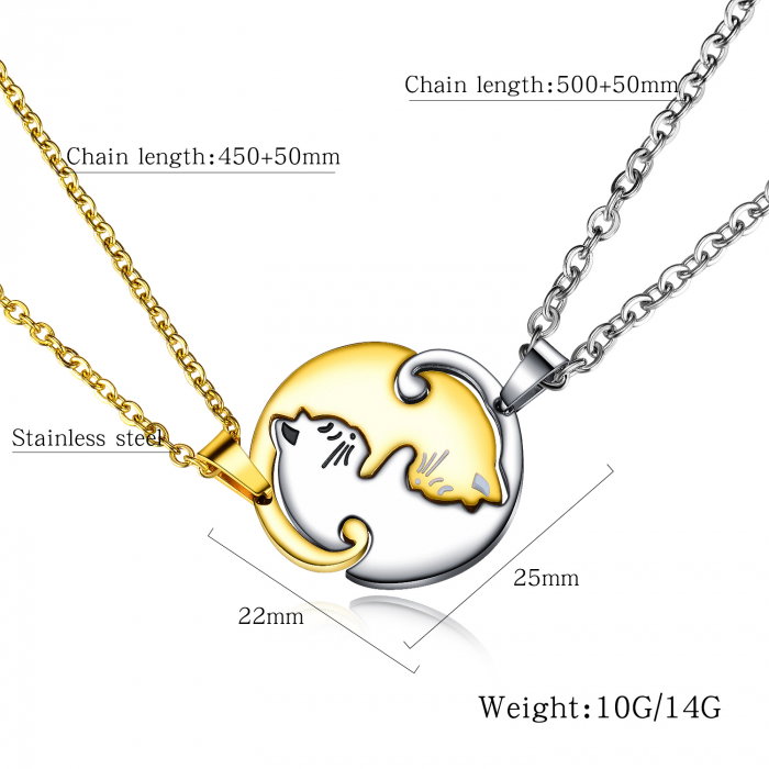 Set 2 coliere cu pisicute Ying si Yang [6]