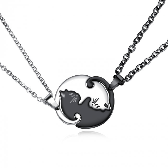 Set 2 coliere cu pisicute Ying si Yang [9]