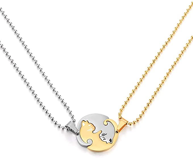 Set 2 coliere cu 2 lanturi army cu pisicute Ying si Yang [3]