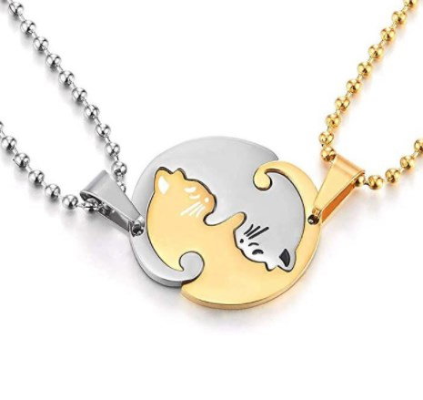 Set 2 coliere cu 2 lanturi army cu pisicute Ying si Yang [1]