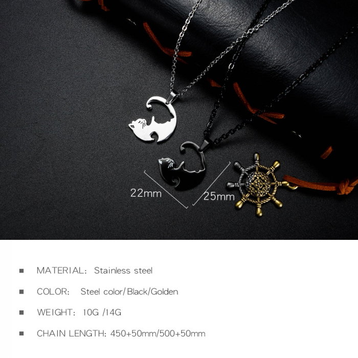 Set 2 coliere cu pisicute Ying si Yang [7]