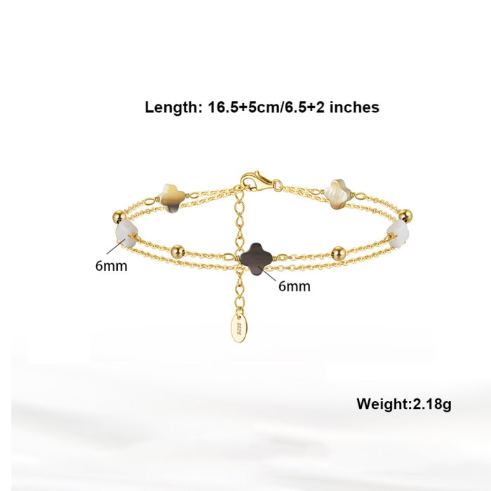 Set argint 925 colier si bratara placate cu aur 14K cu pandantive din sidef Trifoi cu Patru Foi [9]