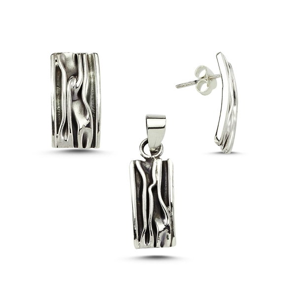 Set argint 925 model scoarta copac cu aspect vintage - Be Nature STU0014 [1]