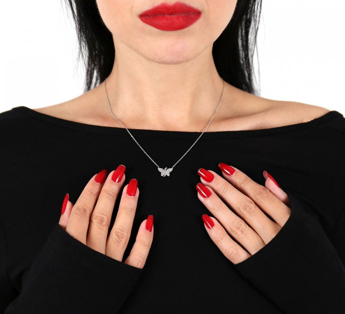 Set argint 925 aurit cu fluturi si zirconii negre - Be Nature STU0037 [2]