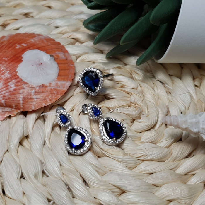 Set argint 925 rodiat cu zirconii albe si albastre - Be Elegant STU0031 [2]