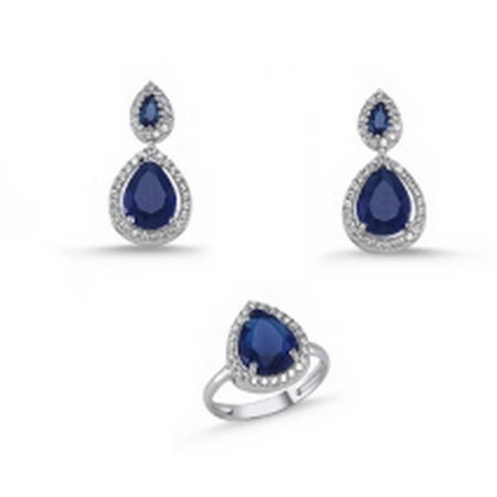 Set argint 925 rodiat cu zirconii albe si albastre - Be Elegant STU0031 [4]