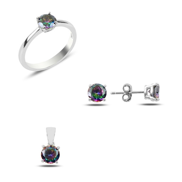 Set argint 925 rodiat cu zirconii topaz mistic - Be Elegant [1]