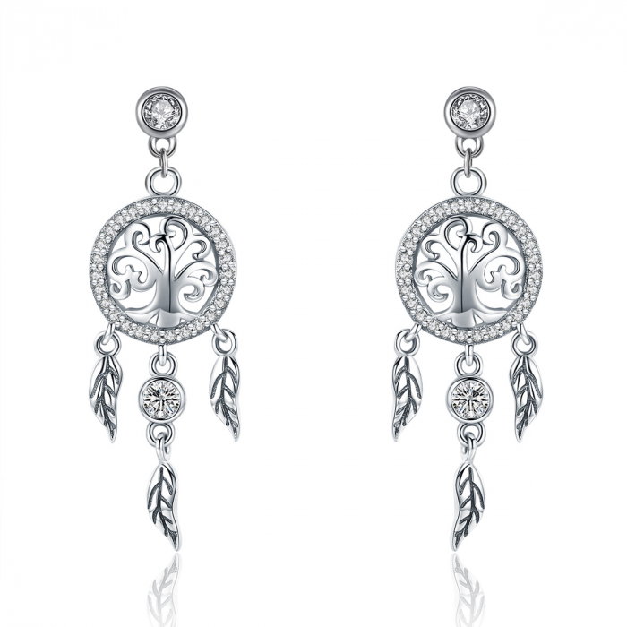 Set argint cercei si colier cu Dreamcatcher si Copacul Vietii [7]