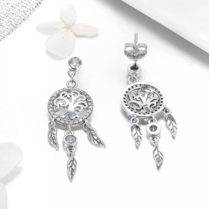 Set argint cercei si colier cu Dreamcatcher si Copacul Vietii [4]