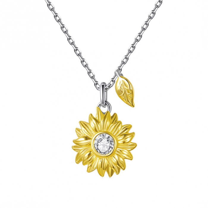 Set argint cercei si colier cu floarea soarelui [2]