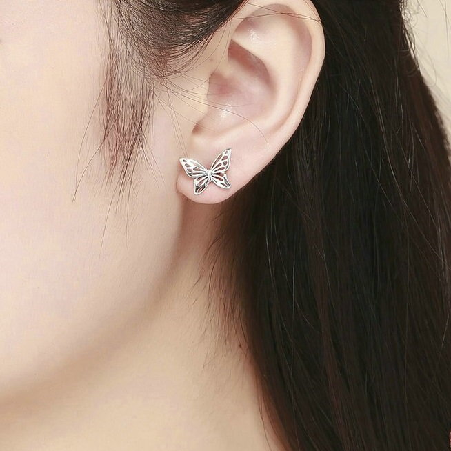 Set argint cercei si inel cu fluturasi [3]