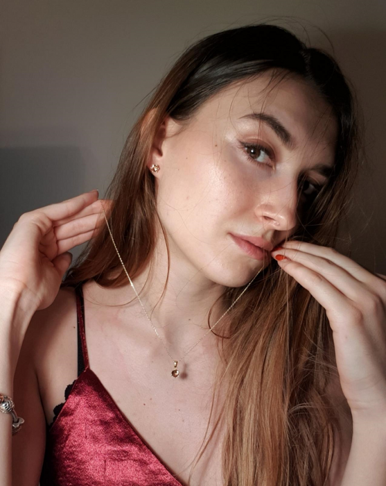 Set argint colier si cercei cu pietre rotunde de zultanit, placat cu aur - STU0043 [4]