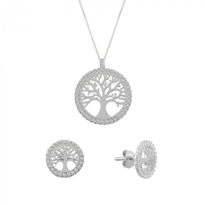 Set argint copacul vietii cu zirconii [1]
