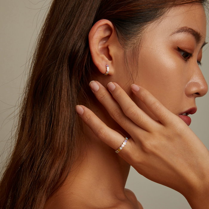 Set argint cu inimioare colorate [3]