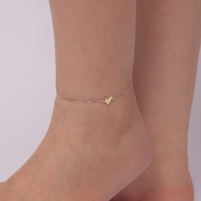 Set argint bratara glezna si cercei cu inimioare si Zirconia [4]