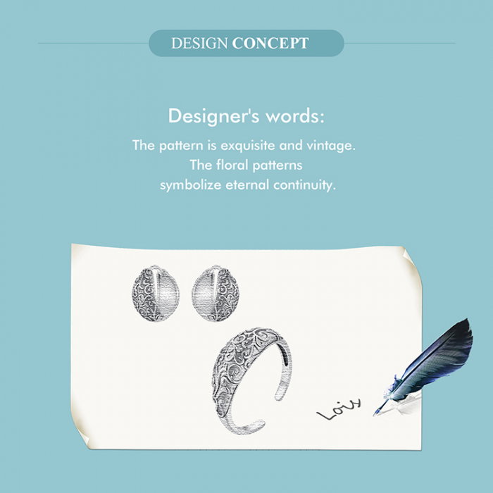 Set argint cu model floral [7]