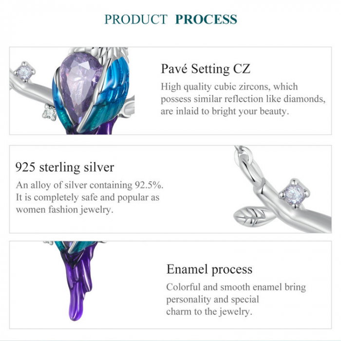 Set argint cu pasarele colorate [15]