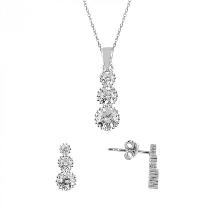 Set argint colier si cercei cu zirconii albe [1]
