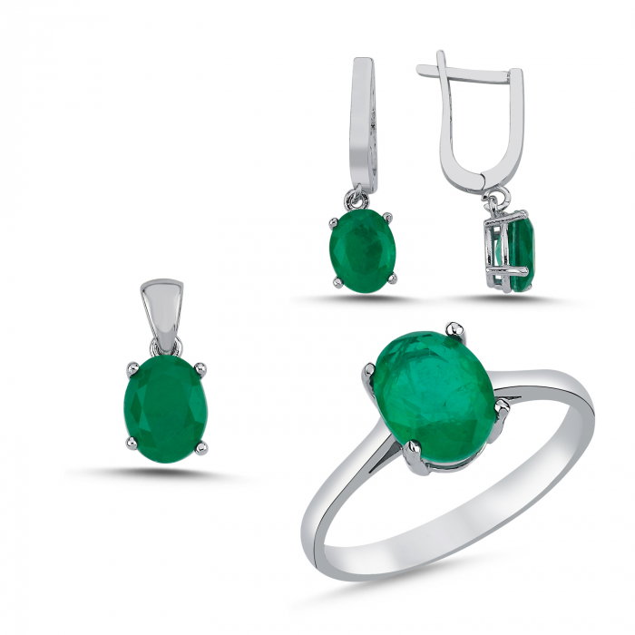 Set argint cu zirconii verzi [1]
