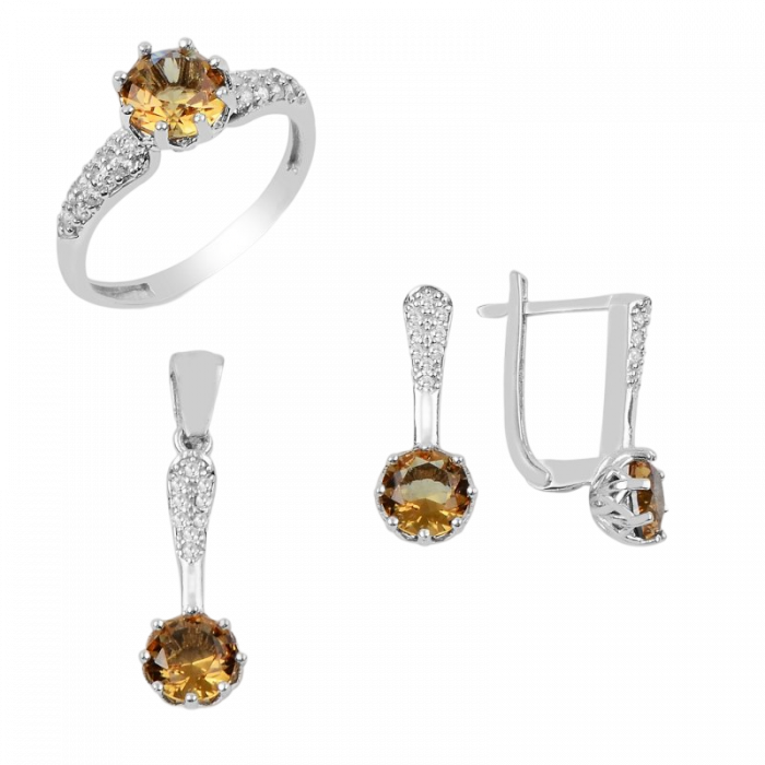 Set argint cu zultanit si zorconii albe - STU0049 [1]