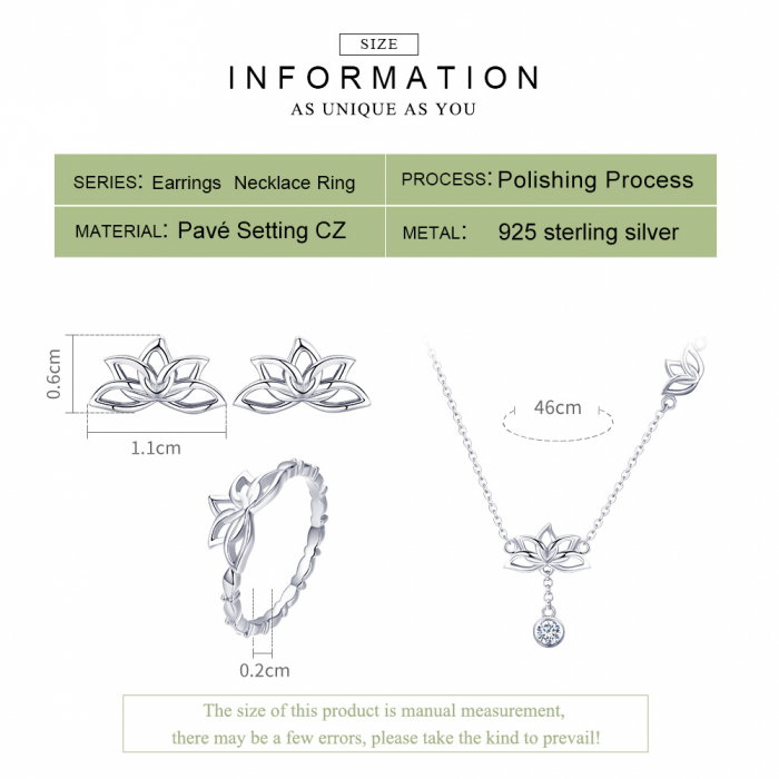 Set argint floare de lotus colier inel cercei [3]