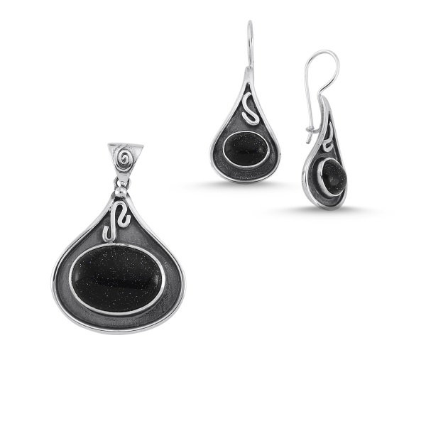 Set argint handmade Blue Goldstone [1]