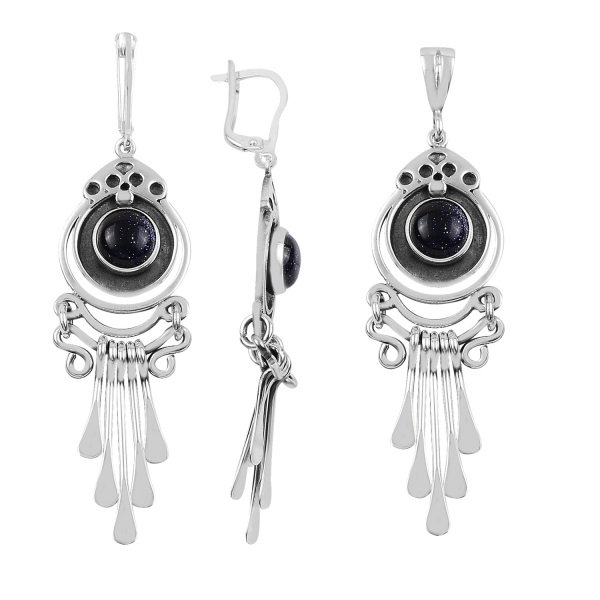 Set argint handmade Blue Goldstone [1]