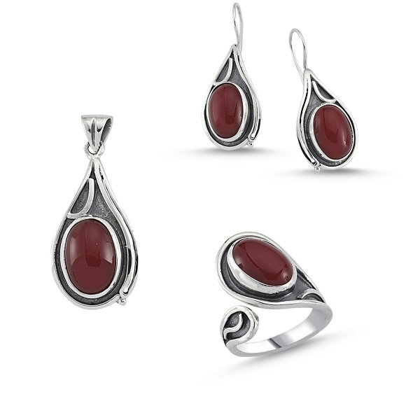 Set argint handmade cu agat rosu [1]